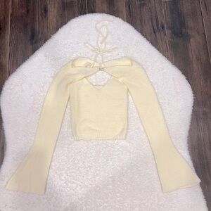 Cream Tie Front Cut Out Blouse